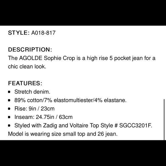 Agolde “Sophie Crop” Jeans - Picture 3 of 3
